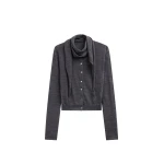 The Frankie Shop Clervaux Scarf Cardigan - Dark Grey Melange - Oversized Minimalist Knitwear in Grey - Shop at Luxury Shoes 