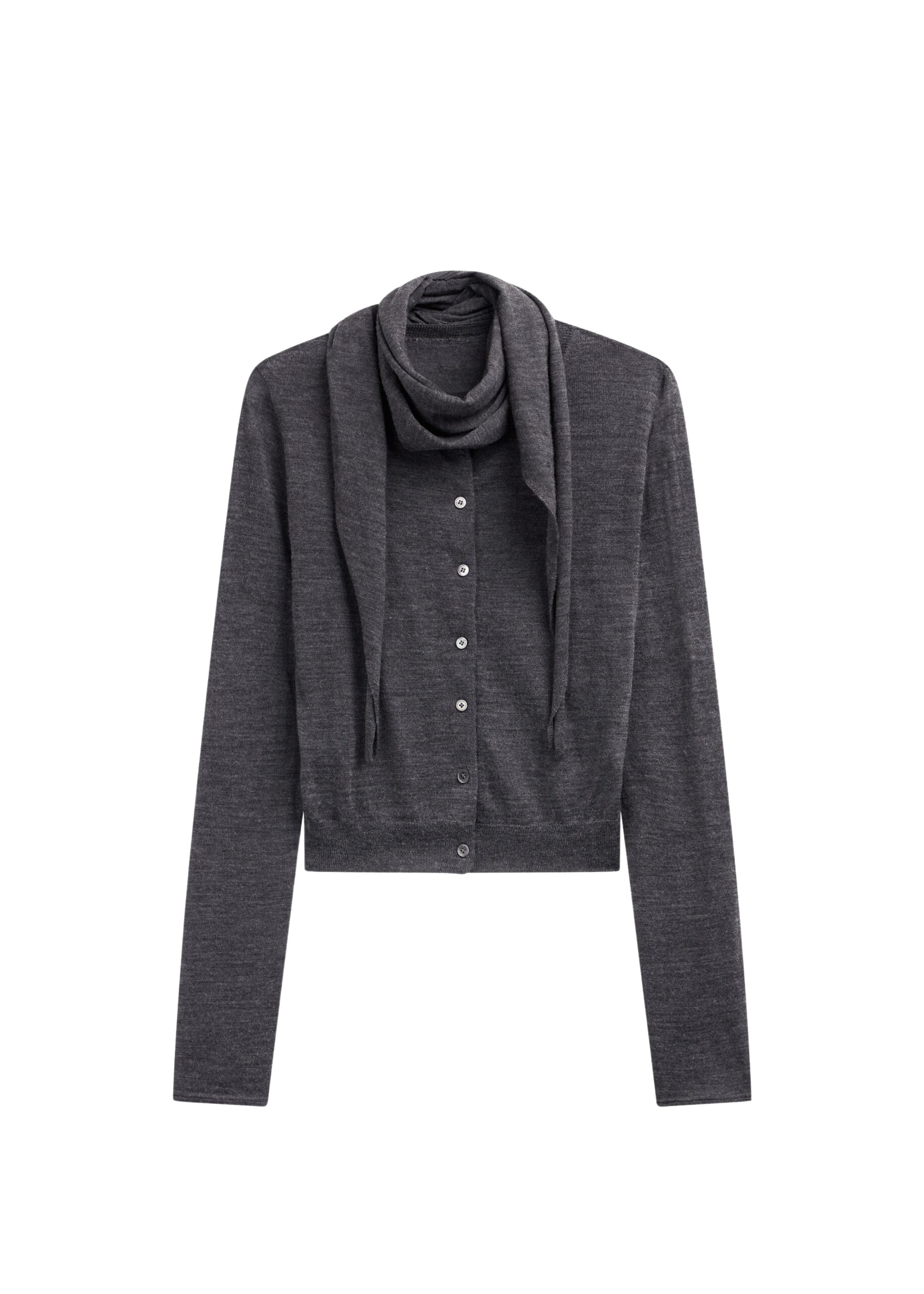 The Frankie Shop Clervaux Scarf Cardigan - Dark Grey Melange - Oversized Minimalist Knitwear in Grey - Shop at Luxury Shoes 
