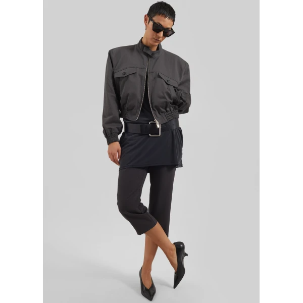 The Frankie Shop Cobain Padded Cropped Bomber - Charcoal - Oversized Minimalist Jackets in Grey - Shop at Luxury Shoes 