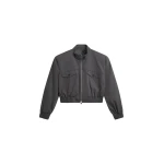 The Frankie Shop Cobain Padded Cropped Bomber - Charcoal - Oversized Minimalist Jackets in Grey - Shop at Luxury Shoes 