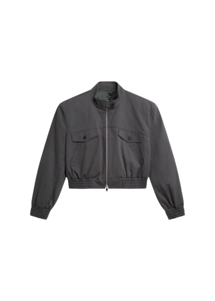 The Frankie Shop Cobain Padded Cropped Bomber - Charcoal - Oversized Minimalist Jackets in Grey - Shop at Luxury Shoes 