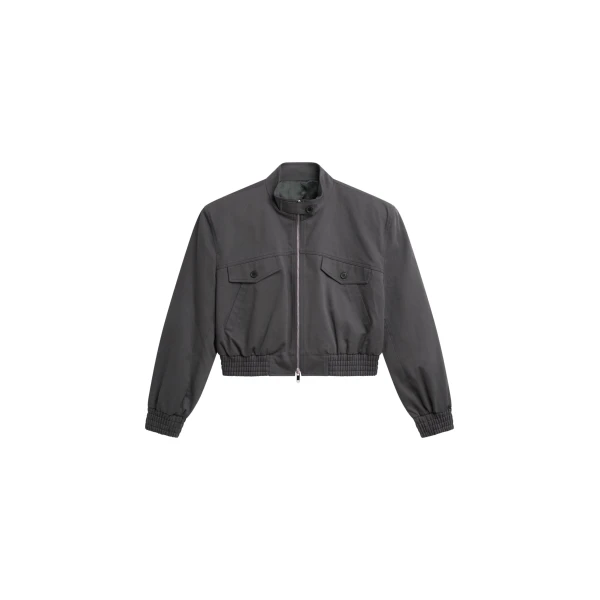The Frankie Shop Cobain Padded Cropped Bomber - Charcoal - Oversized Minimalist Jackets in Grey - Shop at Luxury Shoes 