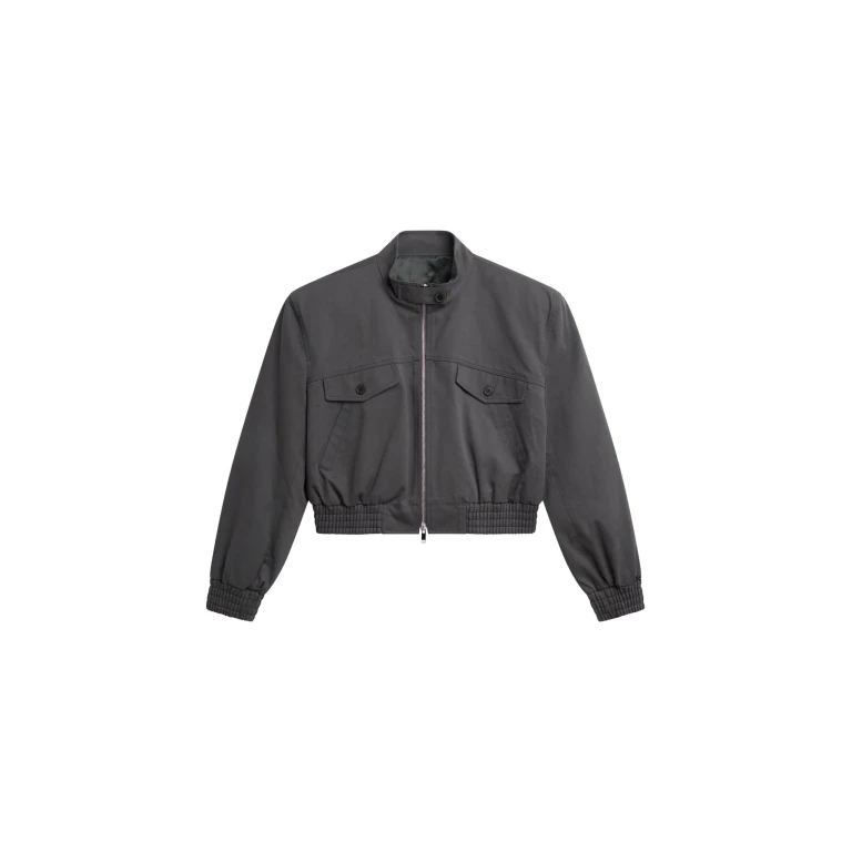 The Frankie Shop Cobain Padded Cropped Bomber - Charcoal - Oversized Minimalist Jackets in Grey - Shop at Luxury Shoes 