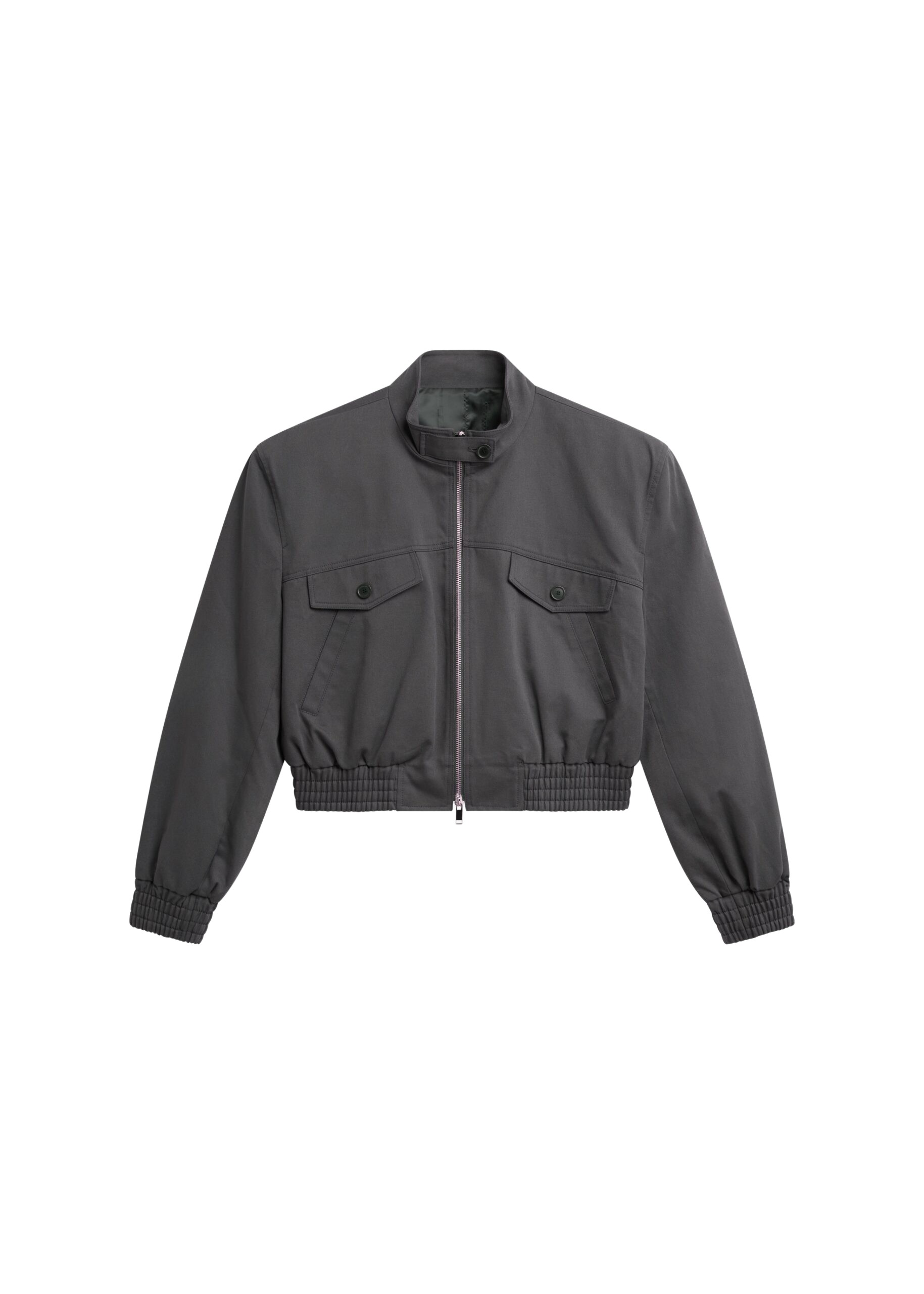 The Frankie Shop Cobain Padded Cropped Bomber – Charcoal Jacket