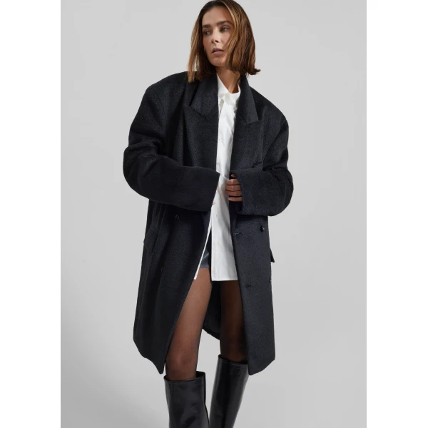 The Frankie Shop Coblence Textured Wool-Blend Coat – Black, view 4