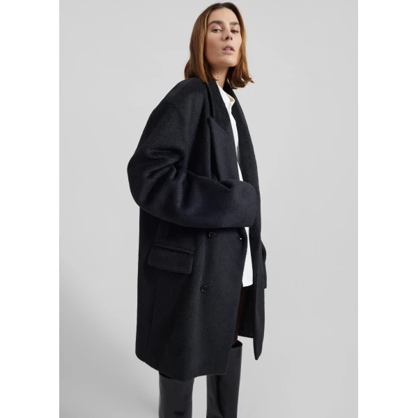 The Frankie Shop Coblence Textured Wool-Blend Coat – Black, view 5