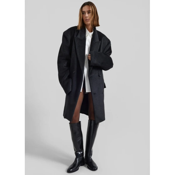 The Frankie Shop Coblence Textured Wool-Blend Coat – Black, view 6