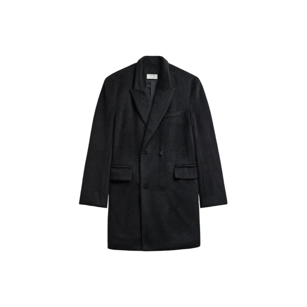 The Frankie Shop Coblence Textured Wool-Blend Coat – Black