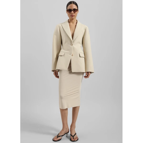 The Frankie Shop Colette Hourglass Blazer - Beige - Oversized Minimalist Jackets in Beige - Shop at Luxury Shoes 