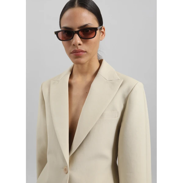 The Frankie Shop Colette Hourglass Blazer - Beige - Oversized Minimalist Jackets in Beige - Shop at Luxury Shoes 