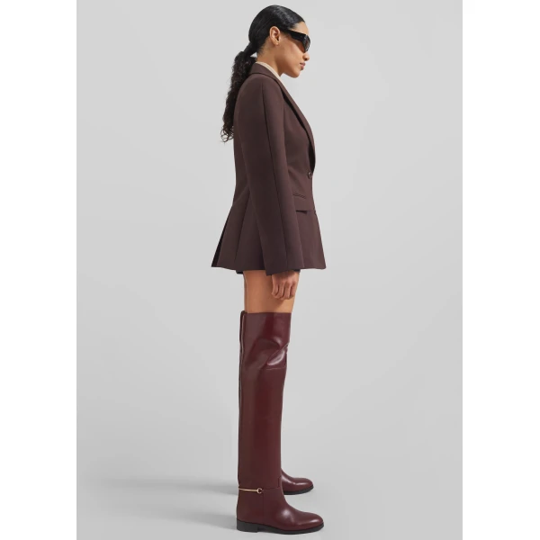 The Frankie Shop Colette Hourglass Blazer - Dark Brown - Oversized Minimalist Jackets in Beige - Shop at Luxury Shoes 