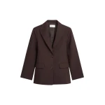 The Frankie Shop Colette Hourglass Blazer - Dark Brown - Oversized Minimalist Jackets in Beige - Shop at Luxury Shoes 