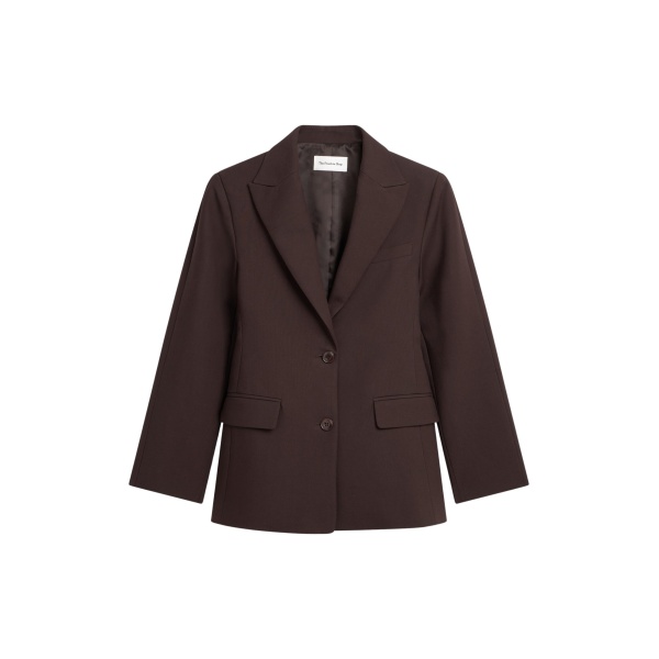 The Frankie Shop Colette Hourglass Blazer - Dark Brown - Oversized Minimalist Jackets in Beige - Shop at Luxury Shoes 