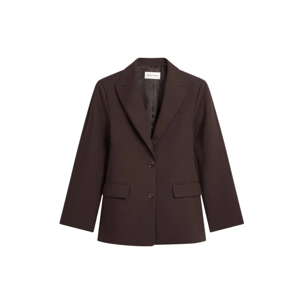 The Frankie Shop Colette Hourglass Blazer - Dark Brown - Oversized Minimalist Jackets in Beige - Shop at Luxury Shoes 