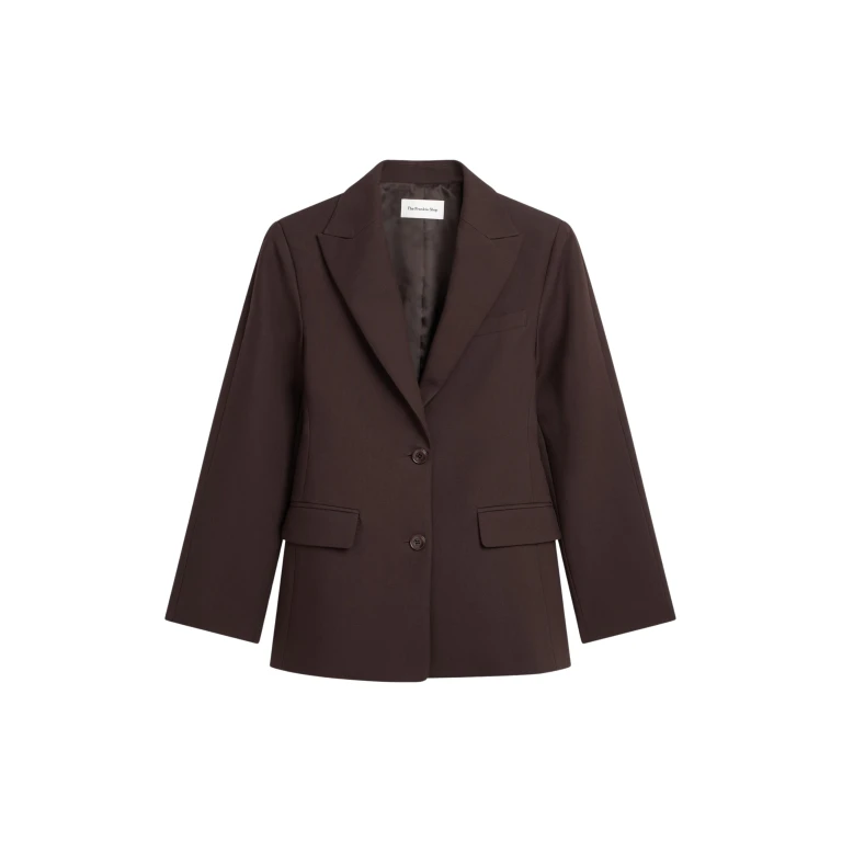 The Frankie Shop Colette Hourglass Blazer - Dark Brown - Oversized Minimalist Jackets in Beige - Shop at Luxury Shoes 