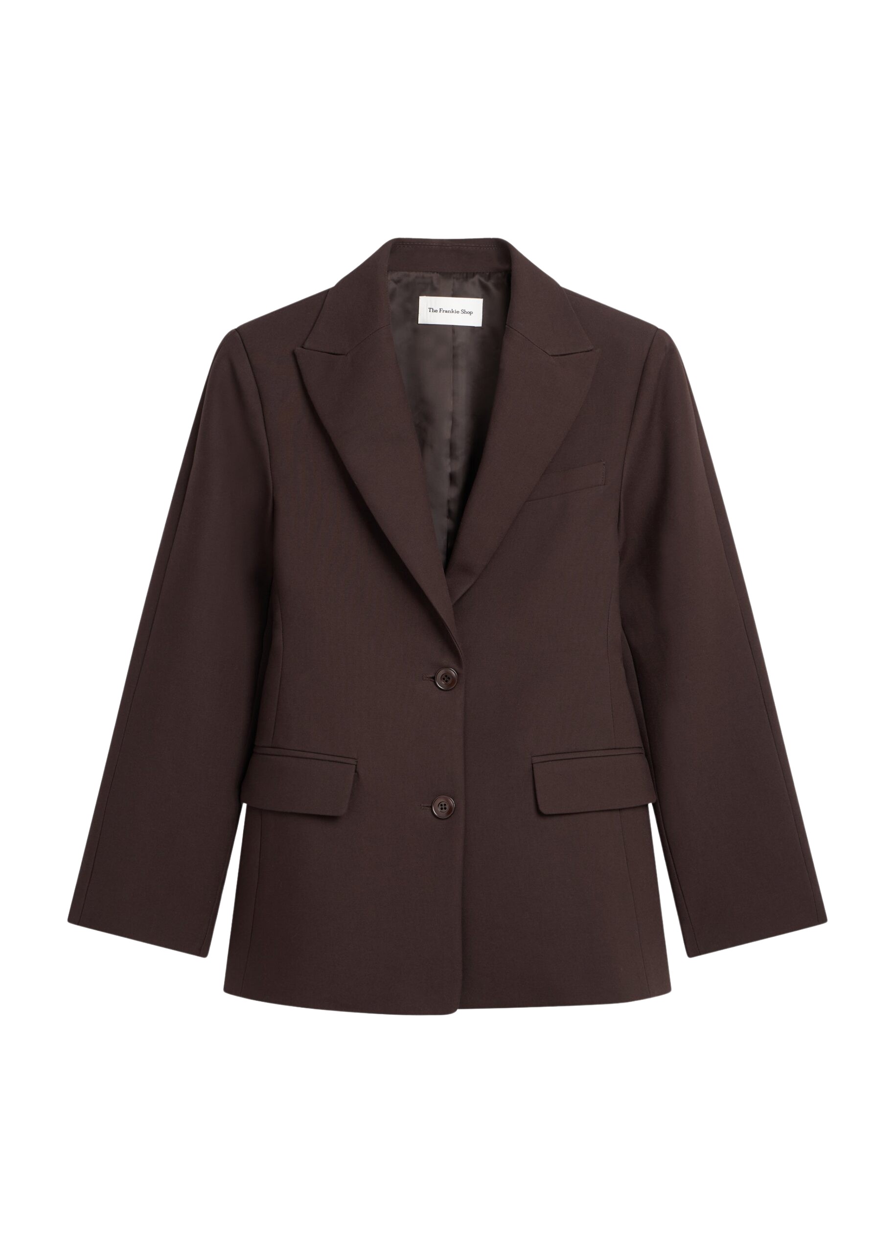 The Frankie Shop Colette Hourglass Blazer - Dark Brown - Oversized Minimalist Jackets in Beige - Shop at Luxury Shoes 