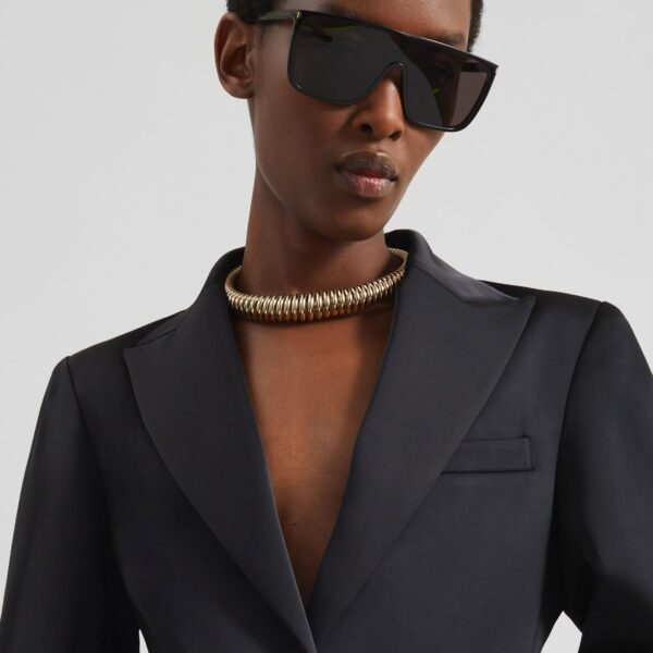 The Frankie Shop Colette Hourglass Satin Blazer – Black, view 4
