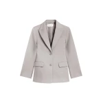 The Frankie Shop Colette Hourglass Satin Blazer - Light Taupe - Oversized Minimalist Jackets in Beige - Shop at Luxury Shoes 