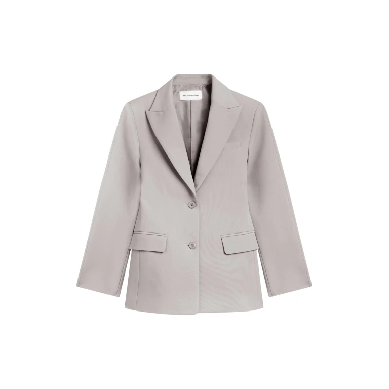 The Frankie Shop Colette Hourglass Satin Blazer - Light Taupe - Oversized Minimalist Jackets in Beige - Shop at Luxury Shoes 
