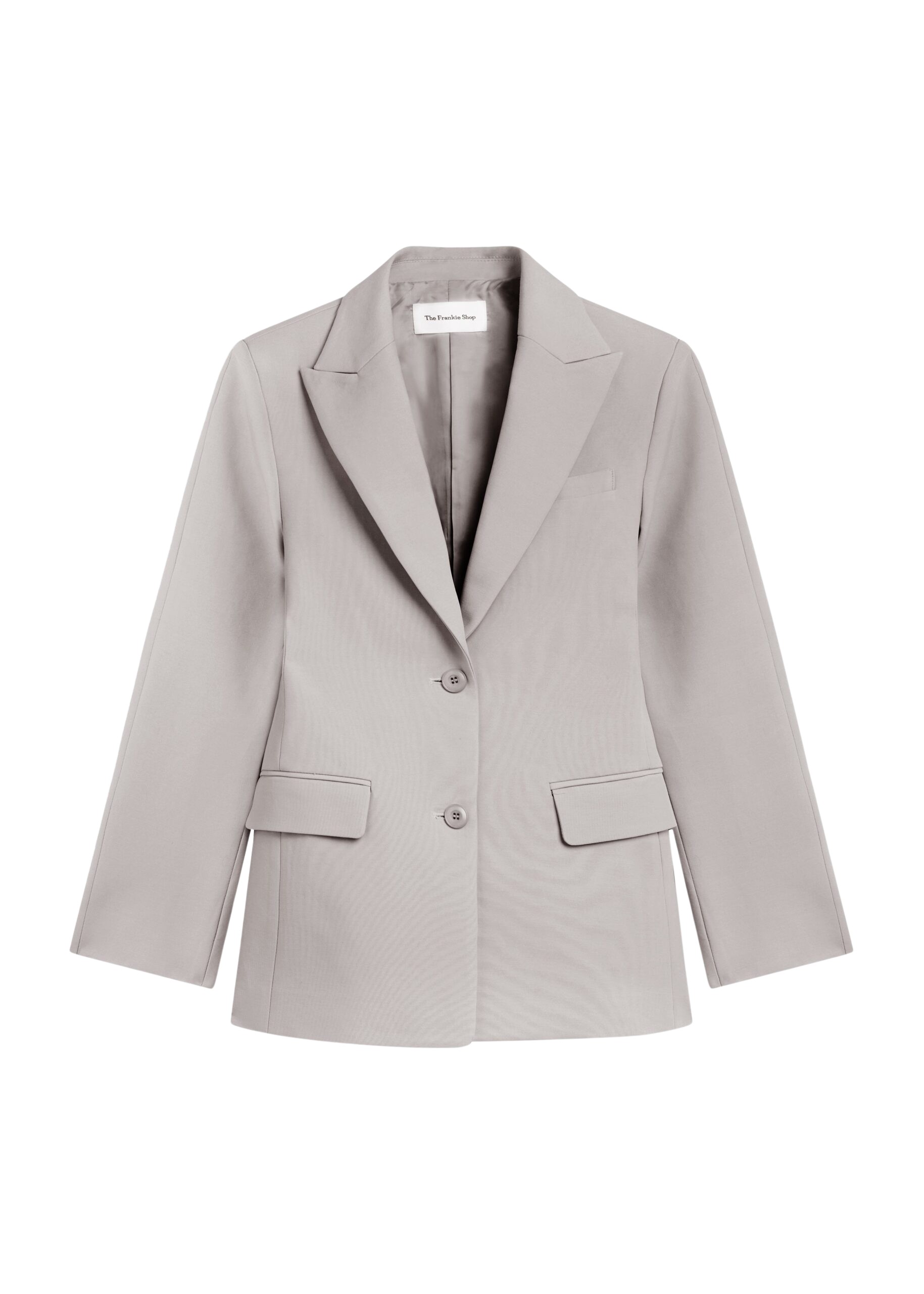 The Frankie Shop Colette Hourglass Satin Blazer – Light Taupe