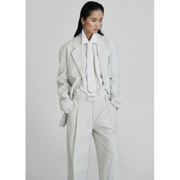 The Frankie Shop Connahy Tie Neck Shirt - White - Oversized Minimalist Tops in White - Shop at Luxury Shoes 