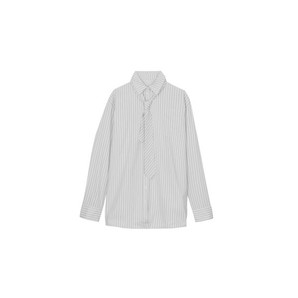 The Frankie Shop Connahy Tie Neck Shirt - White - Oversized Minimalist Tops in White - Shop at Luxury Shoes 