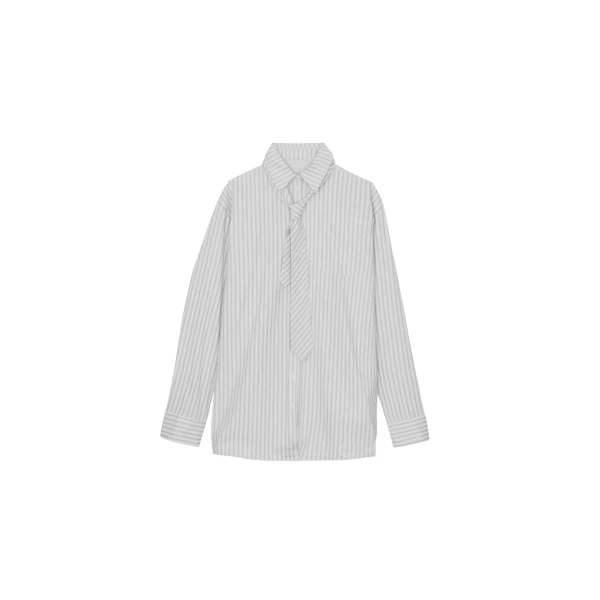 The Frankie Shop Connahy Tie Neck Shirt - White - Oversized Minimalist Tops in White - Shop at Luxury Shoes 