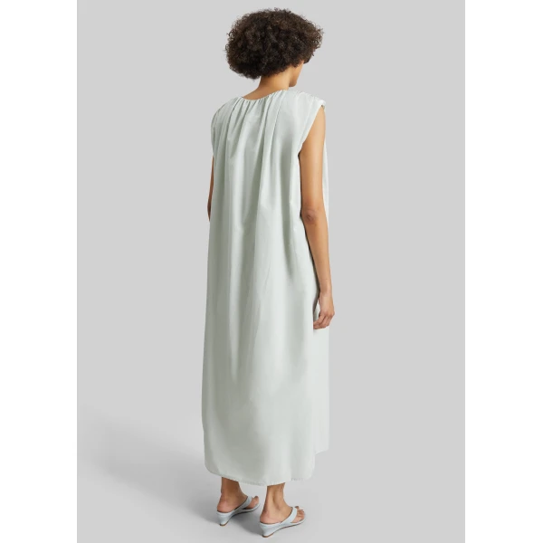 The Frankie Shop Cora Midi Cotton Silk Voile Dress - Mist - Oversized Minimalist Dresses in Grey - Shop at Luxury Shoes 