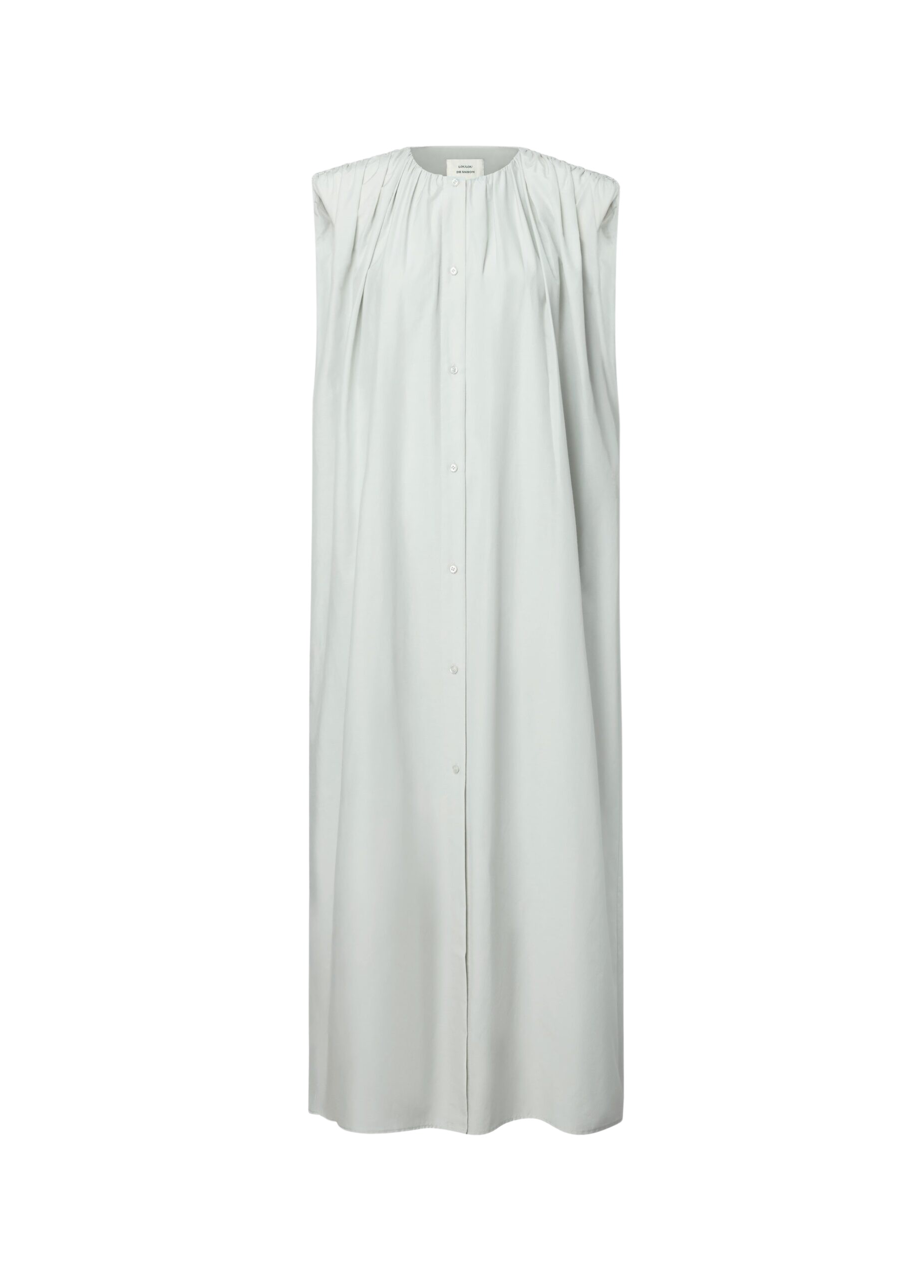 The Frankie Shop Cora Midi Cotton Silk Voile Dress - Mist - Oversized Minimalist Dresses in Grey - Shop at Luxury Shoes 