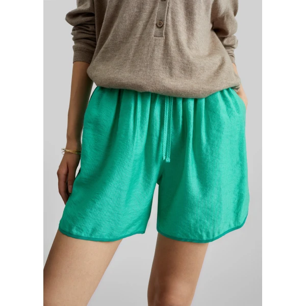 The Frankie Shop Coria Boxer Shorts - Green Stripe - Oversized Minimalist Shorts in Multicolour - Shop at Luxury Shoes 
