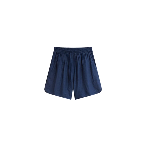 The Frankie Shop Coria Boxer Shorts - Navy Stripe - Oversized Minimalist Shorts in Multicolour - Shop at Luxury Shoes 