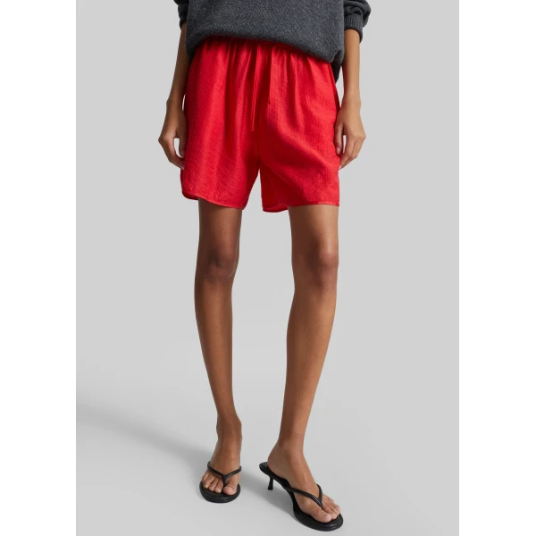 The Frankie Shop Coria Boxer Shorts - Red Stripe - Oversized Minimalist Shorts in Red - Shop at Luxury Shoes 