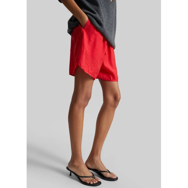 The Frankie Shop Coria Boxer Shorts - Red Stripe - Oversized Minimalist Shorts in Red - Shop at Luxury Shoes 
