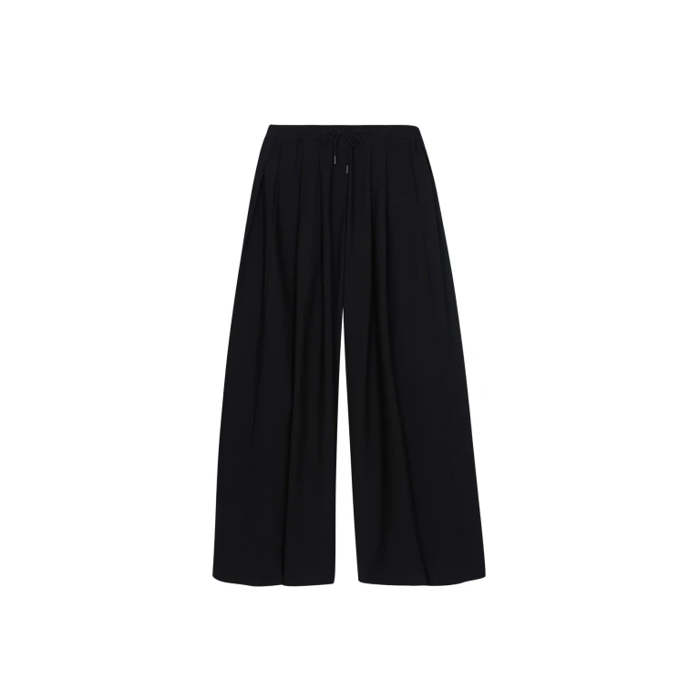 The Frankie Shop Corlen Pleated Wide Pants - Black - Oversized Minimalist Pants in Black - Shop at Luxury Shoes 
