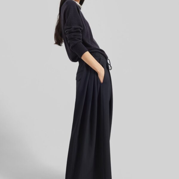 The Frankie Shop Corlen Pleated Wide Pants – Dark Navy, view 2