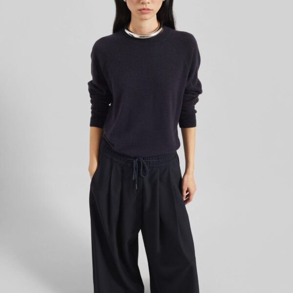 The Frankie Shop Corlen Pleated Wide Pants – Dark Navy, view 4