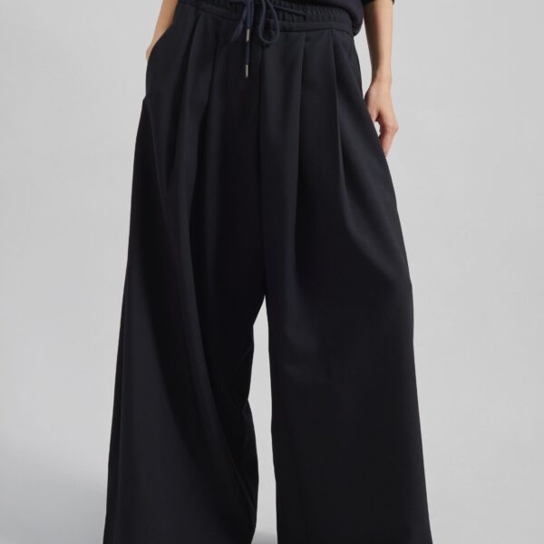 The Frankie Shop Corlen Pleated Wide Pants – Dark Navy, view 6