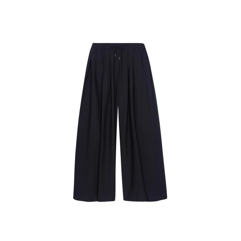 The Frankie Shop Corlen Pleated Wide Pants - Dark Navy - Oversized Minimalist Pants in Blue - Shop at Luxury Shoes 