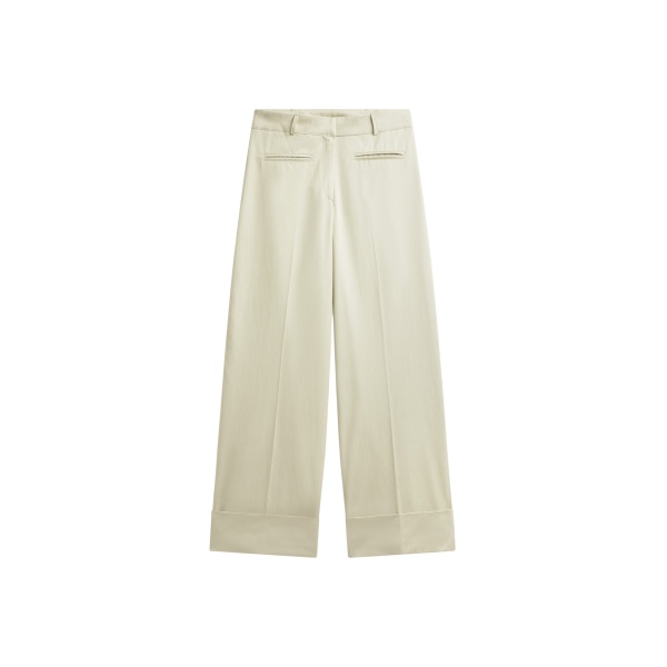 The Frankie Shop Corris Straight Cuff Trousers - Beige - Oversized Minimalist Pants in Beige - Shop at Luxury Shoes 