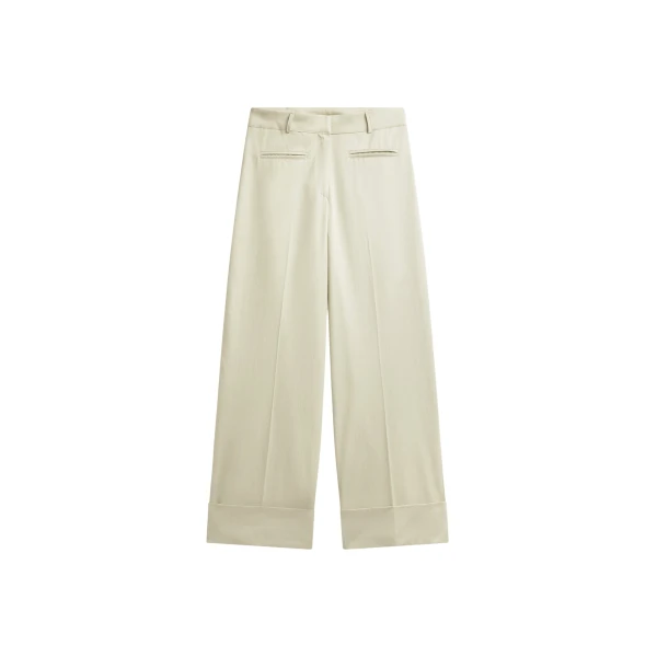 The Frankie Shop Corris Straight Cuff Trousers - Beige - Oversized Minimalist Pants in Beige - Shop at Luxury Shoes 