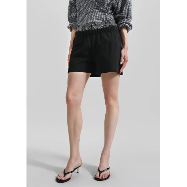 The Frankie Shop Cressy Double Waistband Shorts - Black - Oversized Minimalist Shorts in Black - Shop at Luxury Shoes 