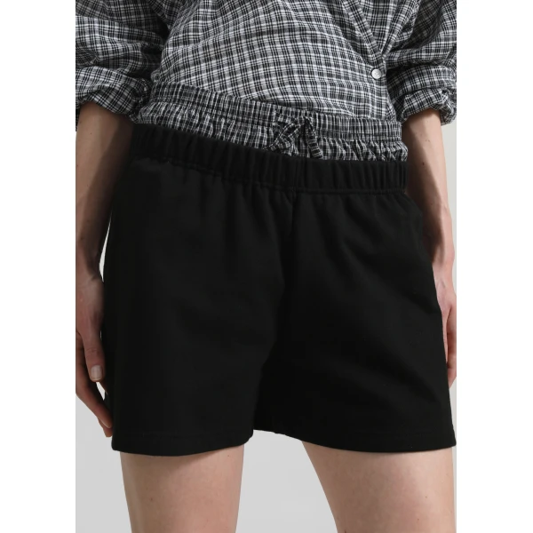 The Frankie Shop Cressy Double Waistband Shorts - Black - Oversized Minimalist Shorts in Black - Shop at Luxury Shoes 