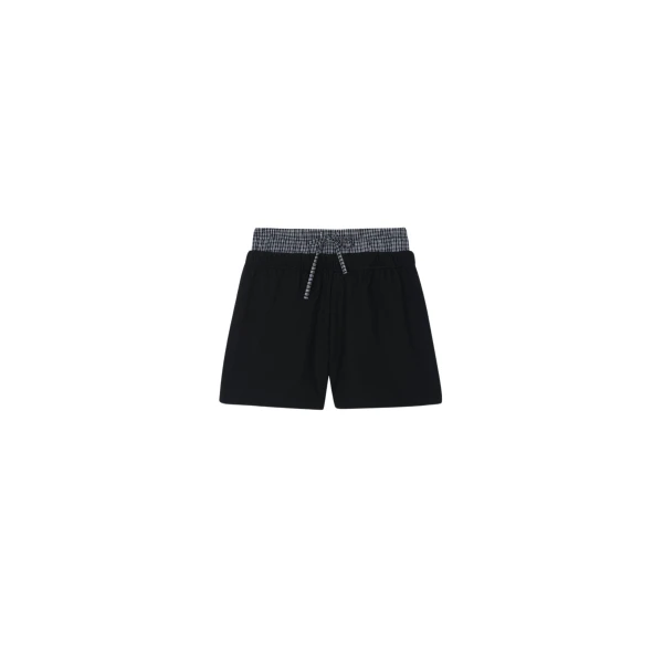 The Frankie Shop Cressy Double Waistband Shorts - Black - Oversized Minimalist Shorts in Black - Shop at Luxury Shoes 
