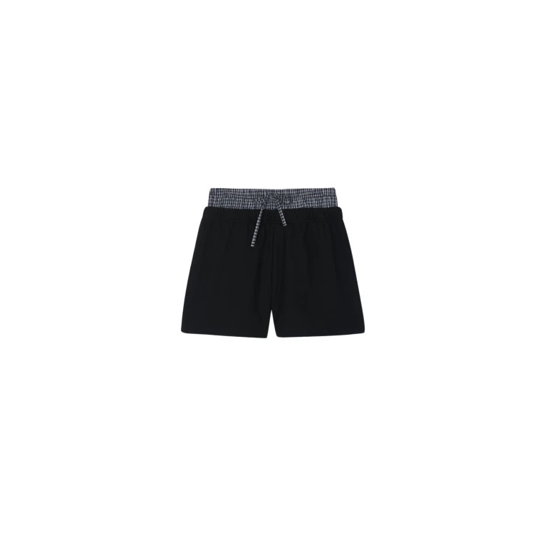 The Frankie Shop Cressy Double Waistband Shorts - Black - Oversized Minimalist Shorts in Black - Shop at Luxury Shoes 