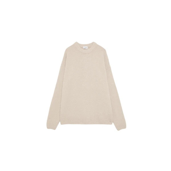 The Frankie Shop Crewneck Sweater - Beige - Oversized Minimalist Knitwear in Beige - Shop at Luxury Shoes 
