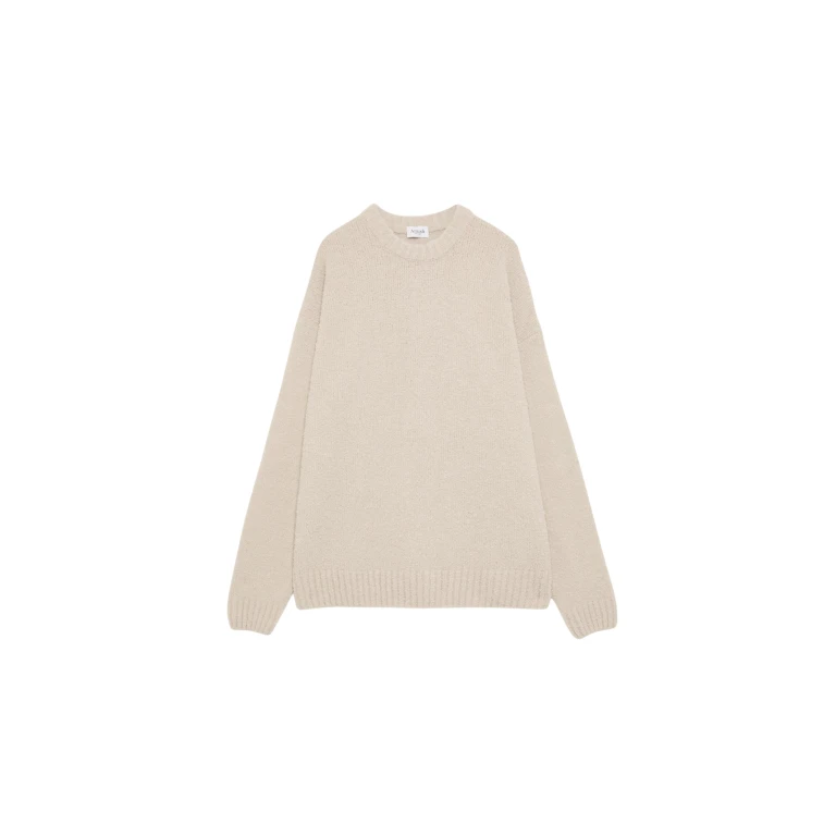 The Frankie Shop Crewneck Sweater - Beige - Oversized Minimalist Knitwear in Beige - Shop at Luxury Shoes 