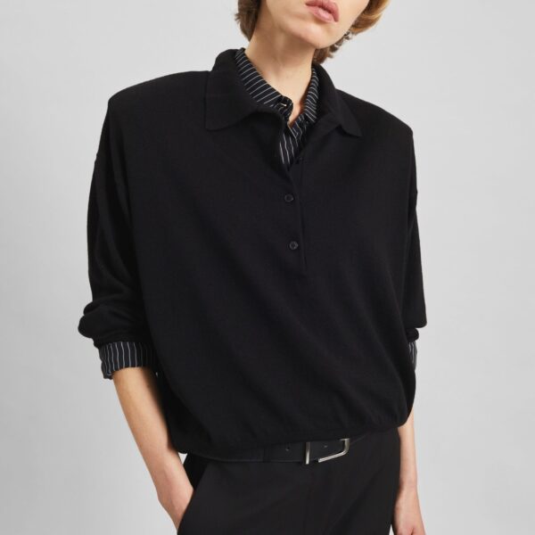 The Frankie Shop Croydon Padded Knit Polo – Black, view 2