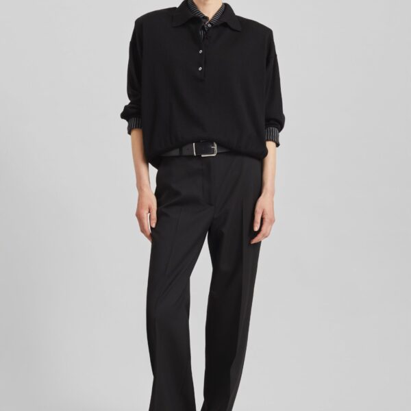The Frankie Shop Croydon Padded Knit Polo – Black, view 4