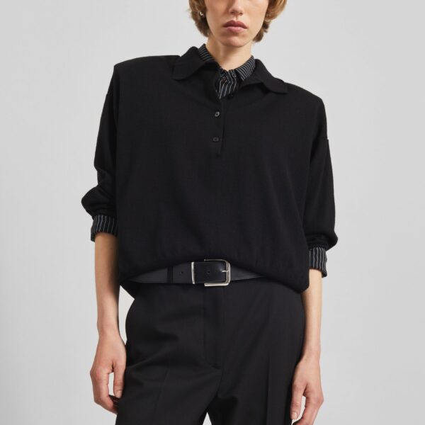The Frankie Shop Croydon Padded Knit Polo – Black, view 5