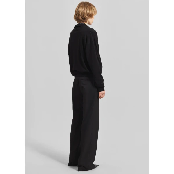 The Frankie Shop Croydon Padded Knit Polo - Black - Oversized Minimalist Knitwear in Black - Shop at Luxury Shoes 